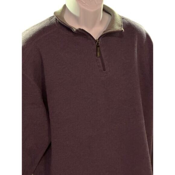 Mens Jos. A. Bank Quarter-Zip Pullover Sweater XL Purple Cotton - Picture 9 of 13
